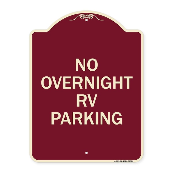 Signmission No Overnight RV Parking Heavy-Gauge Aluminum Architectural Sign, 24" x 18", BU-1824-23824 A-DES-BU-1824-23824 - main